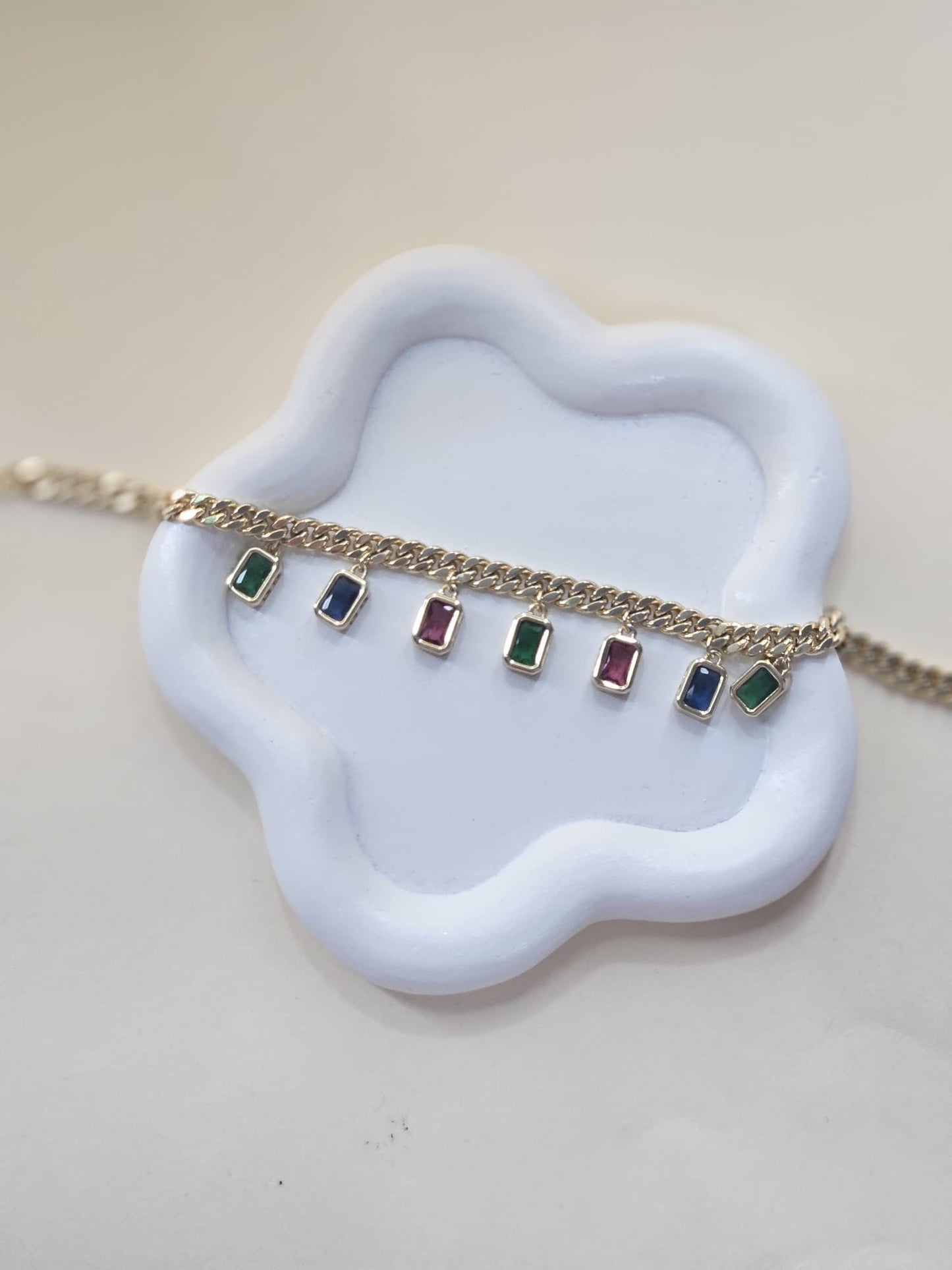 Cuban Square Rainbow Charms Bracelet